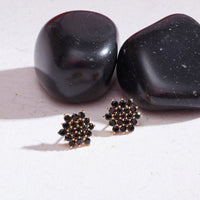 Black Colour Cubic Zirconia Studded Gold Plated Studs 3
