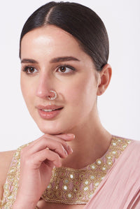 Gold Plated Diamond Look Pressable Nose Ring 1