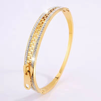 Jewelatoz Metal Cubic Zirconia Diamond Gold-Plated Bracelet | Anti-Tarnish | Free Size | Women 1