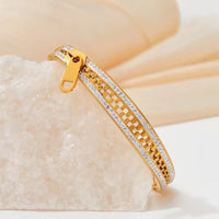Jewelatoz Metal Cubic Zirconia Diamond Gold-Plated Bracelet | Anti-Tarnish | Free Size | Women 3