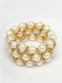 Jewelatoz Metal Pearl Gold-plated White Elegant Chain Link Bracelet for Women 3