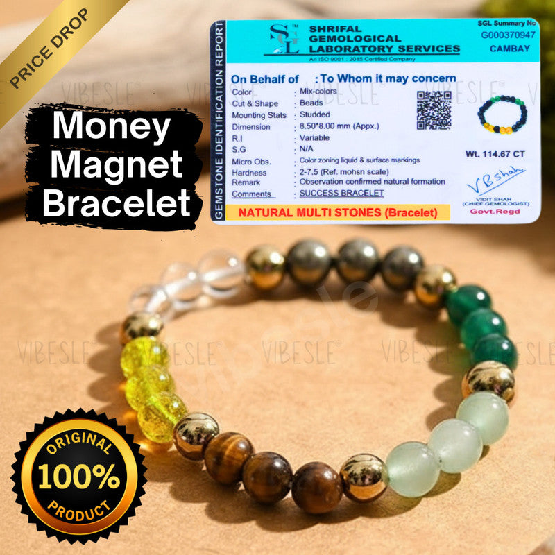Jewelatoz Gemstone Beads Bracelet | Green Aventurine, Pyrite, Tiger's Eye, Citrine & More | Unisex