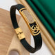 Jewelatoz Alloy & Stainless Steel American Diamond Bracelet | Om Design | Free Size | Gold Black