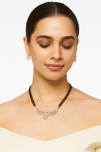 Elegant CZ Diamond Look Black Beads Mangalsutra Set 3