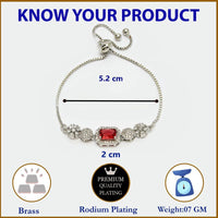 Jewelatoz Brass Rhodium Red Stylish Luxury American Diamond Glow Bangle Style Bracelet 5