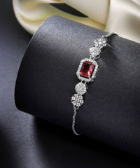 Jewelatoz Brass Rhodium Red Stylish Luxury American Diamond Glow Bangle Style Bracelet 1