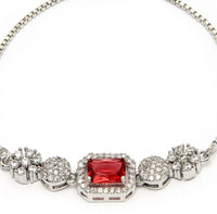 Jewelatoz Brass Rhodium Red Stylish Luxury American Diamond Glow Bangle Style Bracelet 4