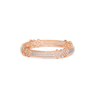 Diamond & Gold Pattern Cubic Zirconia Gold plated Bangles 4