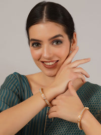 Diamond & Gold Pattern Cubic Zirconia Gold plated Bangles 5