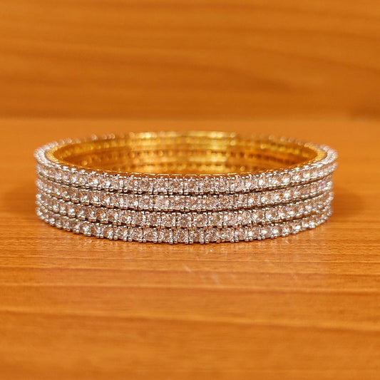 Diamond Look 3Mm Single Line Solitaire Bangles