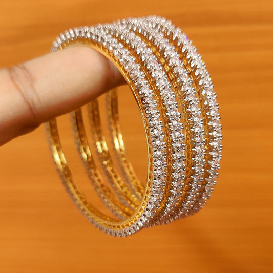 Diamond Look 3Mm Single Line Solitaire Bangles