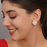 Pearl Gold Look Beaded Studs 1